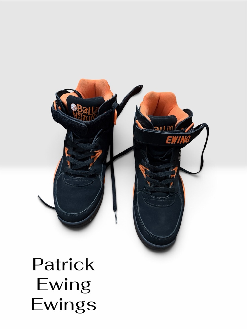 Ewing Athletics High-Top Sneakers in Black and Orange